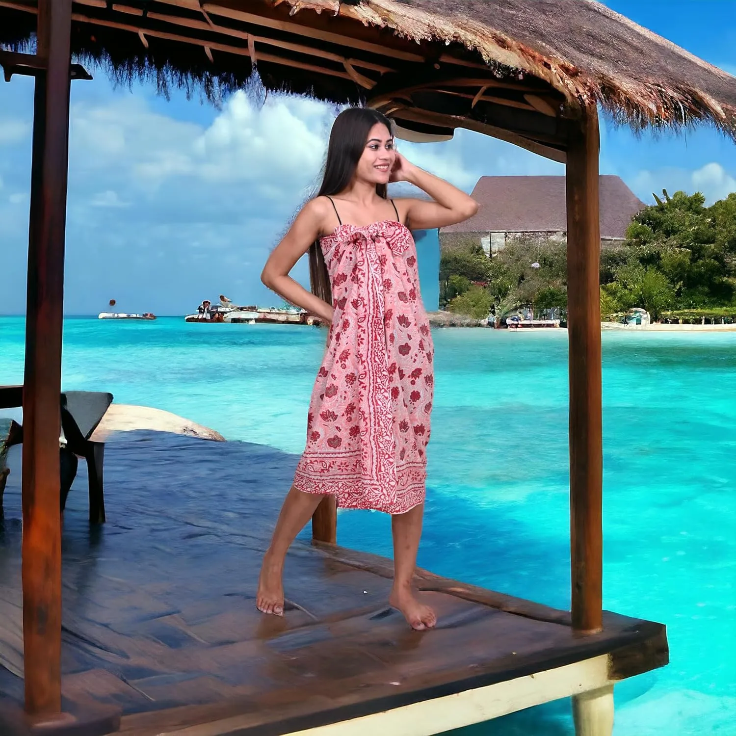 100% Cotton Swimsuit Beach Sarong Cover Ups for Women Swimwear Pareo Indian Hand Block Print Beach Bikini Wrap Skirt