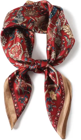 100% Mulberry Silk Scarf 27"x27" for Women, Luxurious Lightweight Neckerchief, Breathable & Soft，Gift Packed