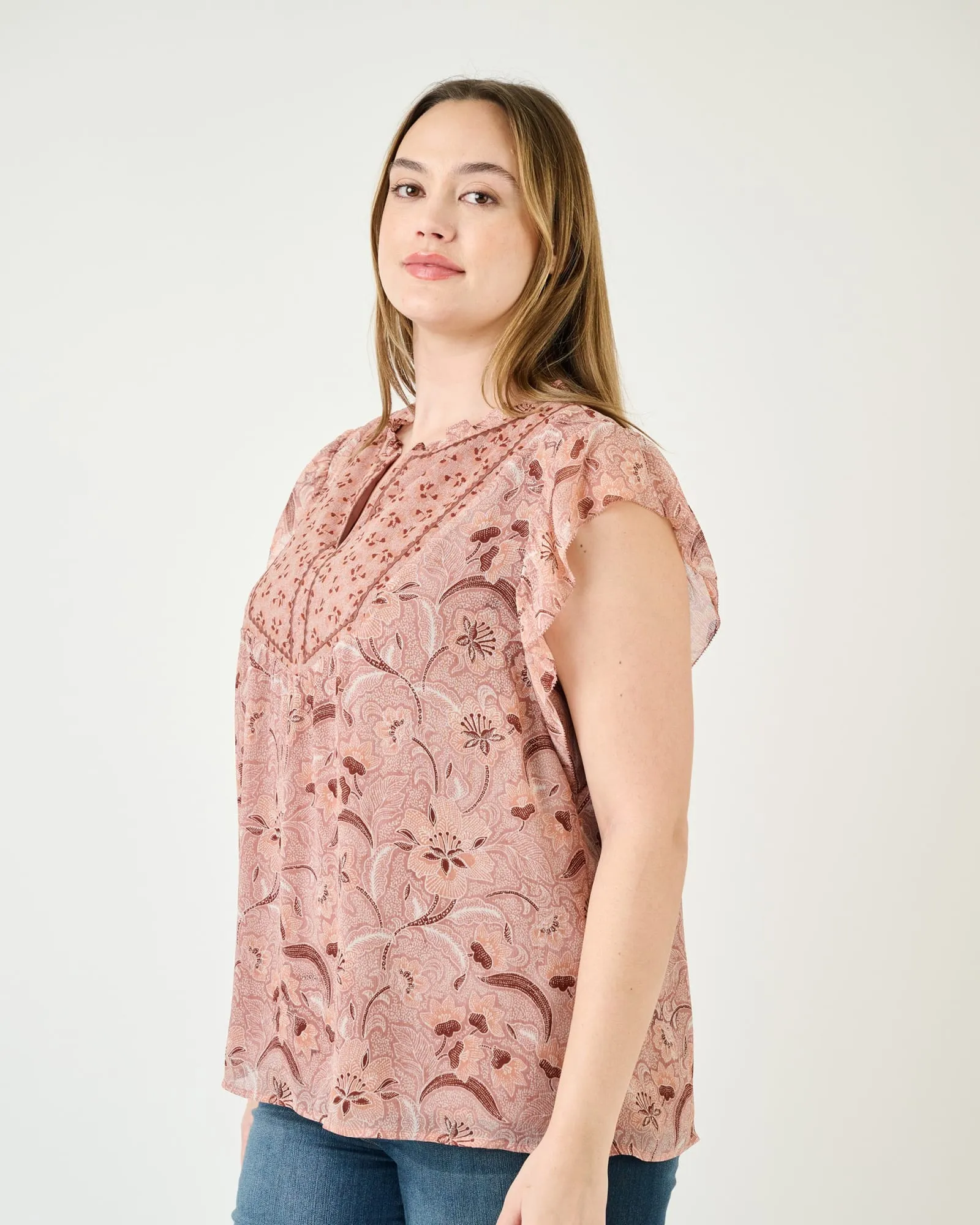 Adalyn Ruffle Sleeve Top | N677 Lt. Grape