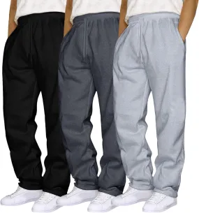 Alalaso 3 PC Men's Solid Color Jogger Pants Trendy Casual Straight Wide Leg Trousers Fall Winter Workout Running Sweatpants