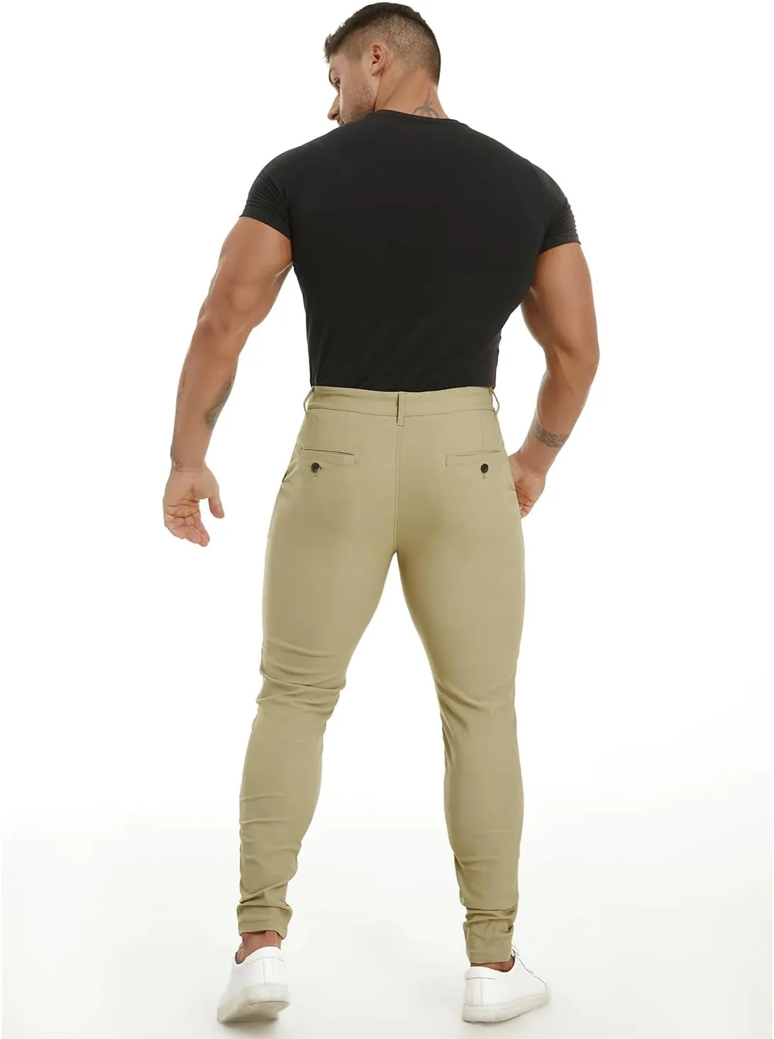 ALLELMS Mens Chinos Slim Fit Stretch Flat-Front Skinny Dress Pants