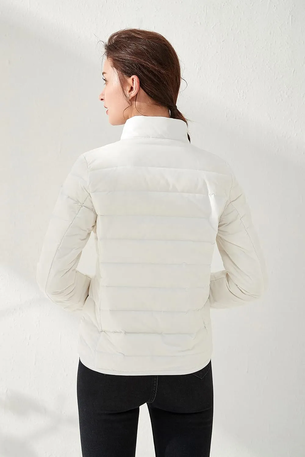 Amxiway Women's Ultra Light Weight Packable Coat Outdoor Puffer Short Down Jacket