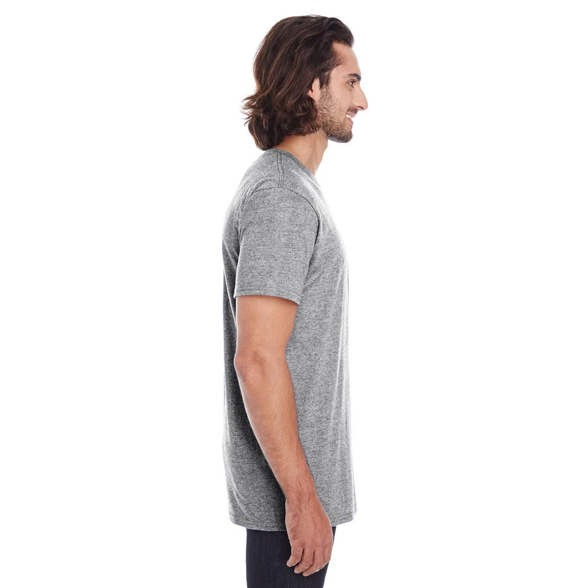 Anvil Men's Heather Grey Lightweight Pocket Tee