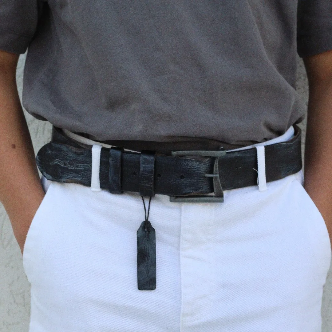 ARICHI Handmade Polished Black Leather Belt – Premium Genuine Leather for Men and Women, Vintage and Stylish Design