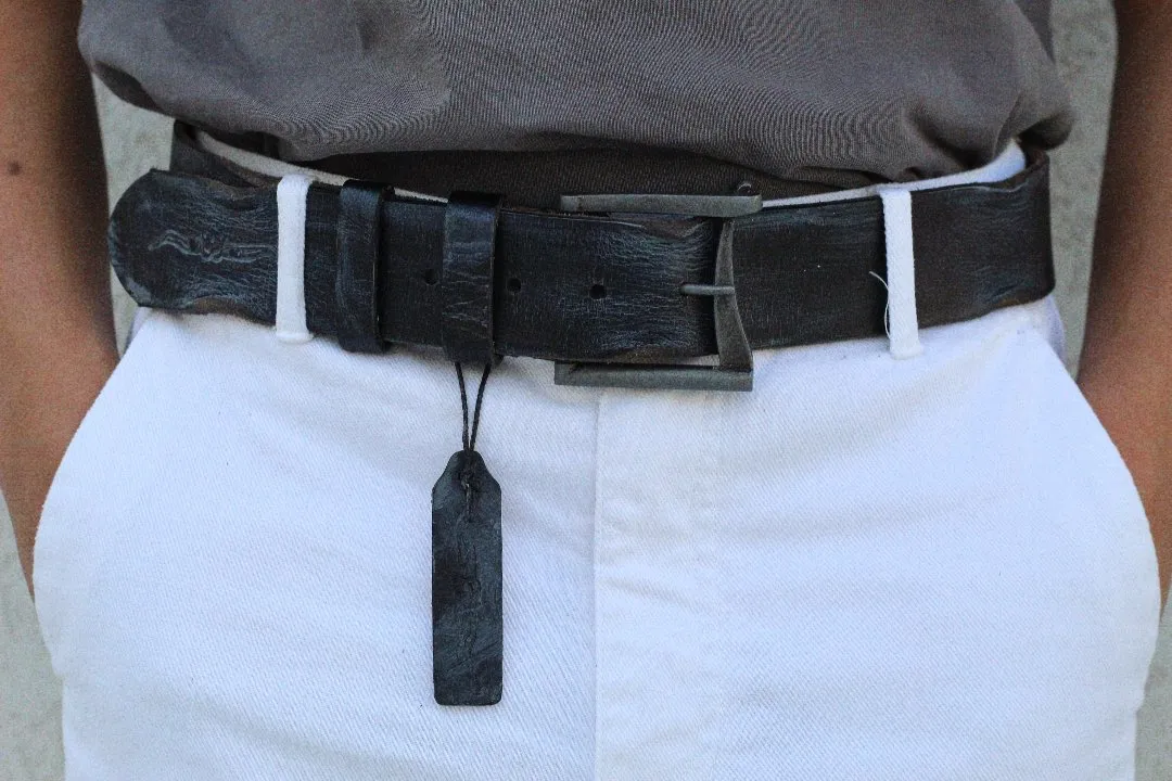 ARICHI Handmade Polished Black Leather Belt – Premium Genuine Leather for Men and Women, Vintage and Stylish Design