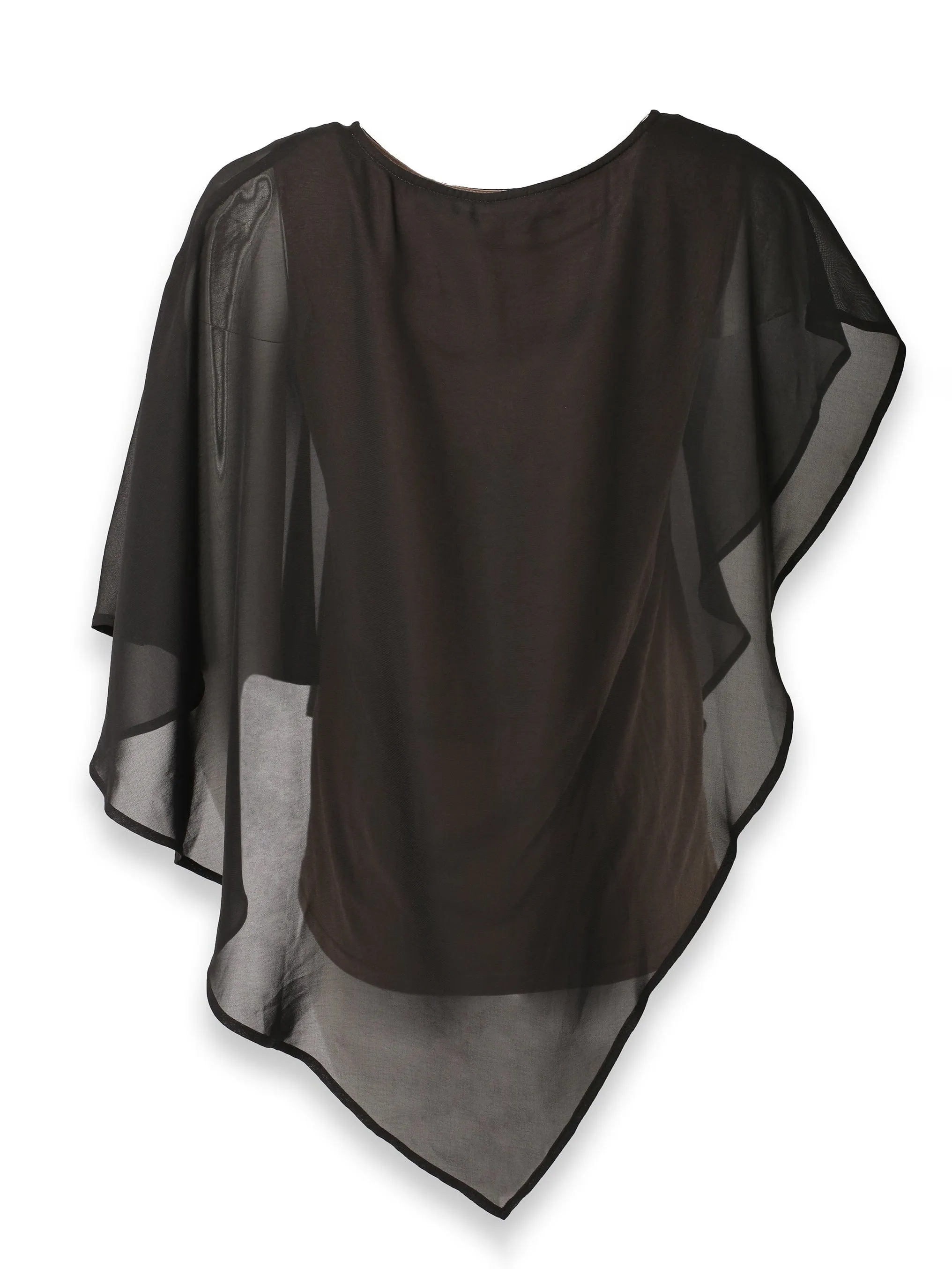 Black Flowy Drape Silk Top