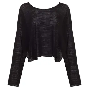 Black Sheer Long Sleeve Crop Top