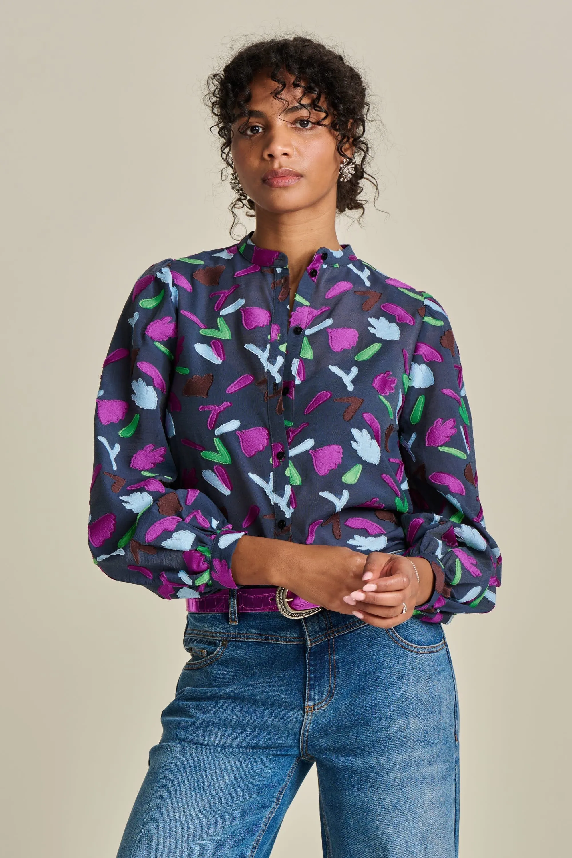 BLOUSE - Featherfest blue