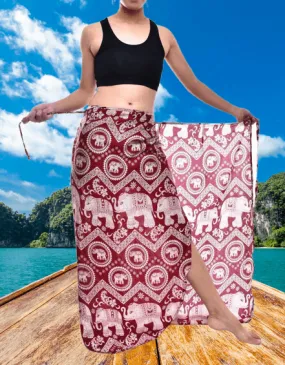 Bohotusk Red Elephant Paradise Sarong Super Soft 150cm x 110cm