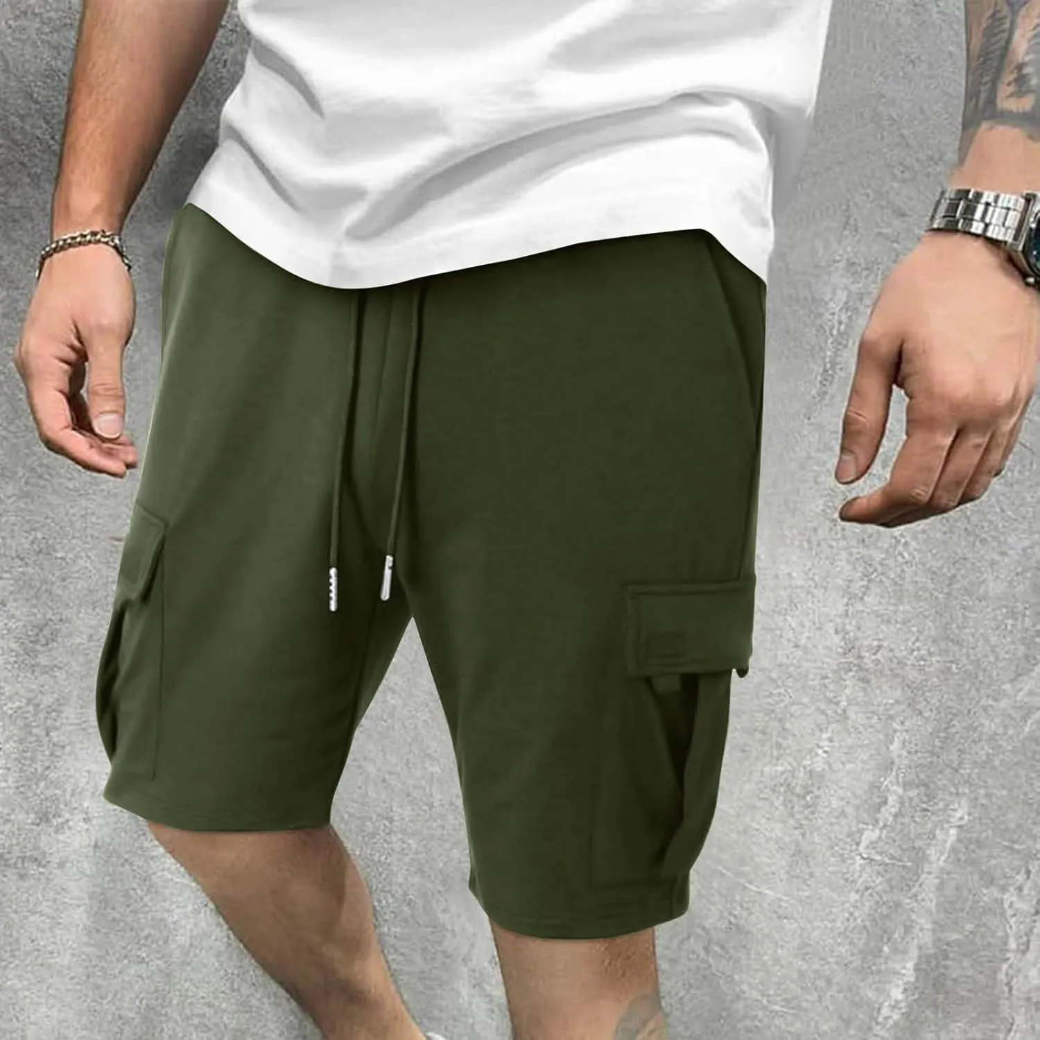 Cargo Shorts for Men Athletic Shorts Stylish Multic-Pockets Shorts Man Basketball Summer Casual Drawstring Shorts Relaxed Fit