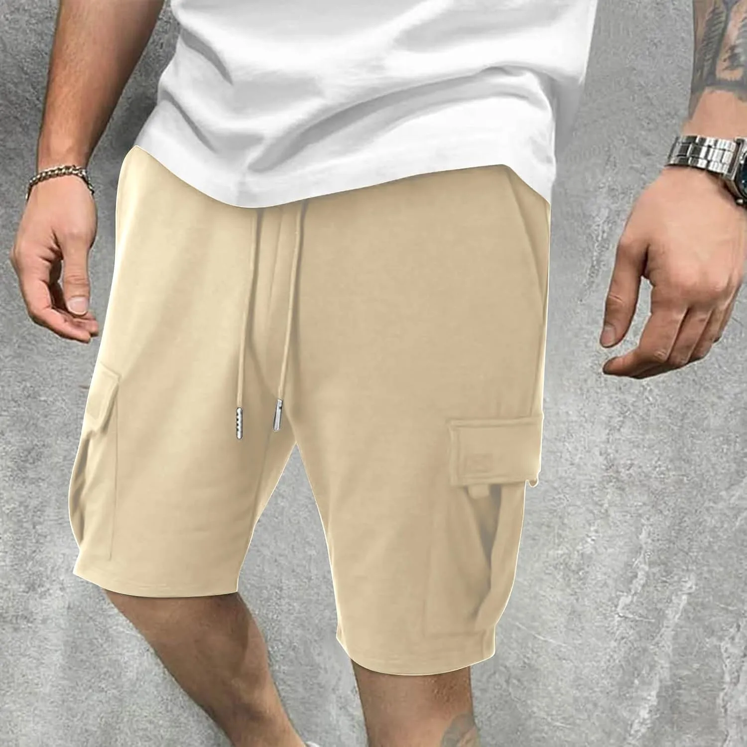 Cargo Shorts for Men Athletic Shorts Stylish Multic-Pockets Shorts Man Basketball Summer Casual Drawstring Shorts Relaxed Fit
