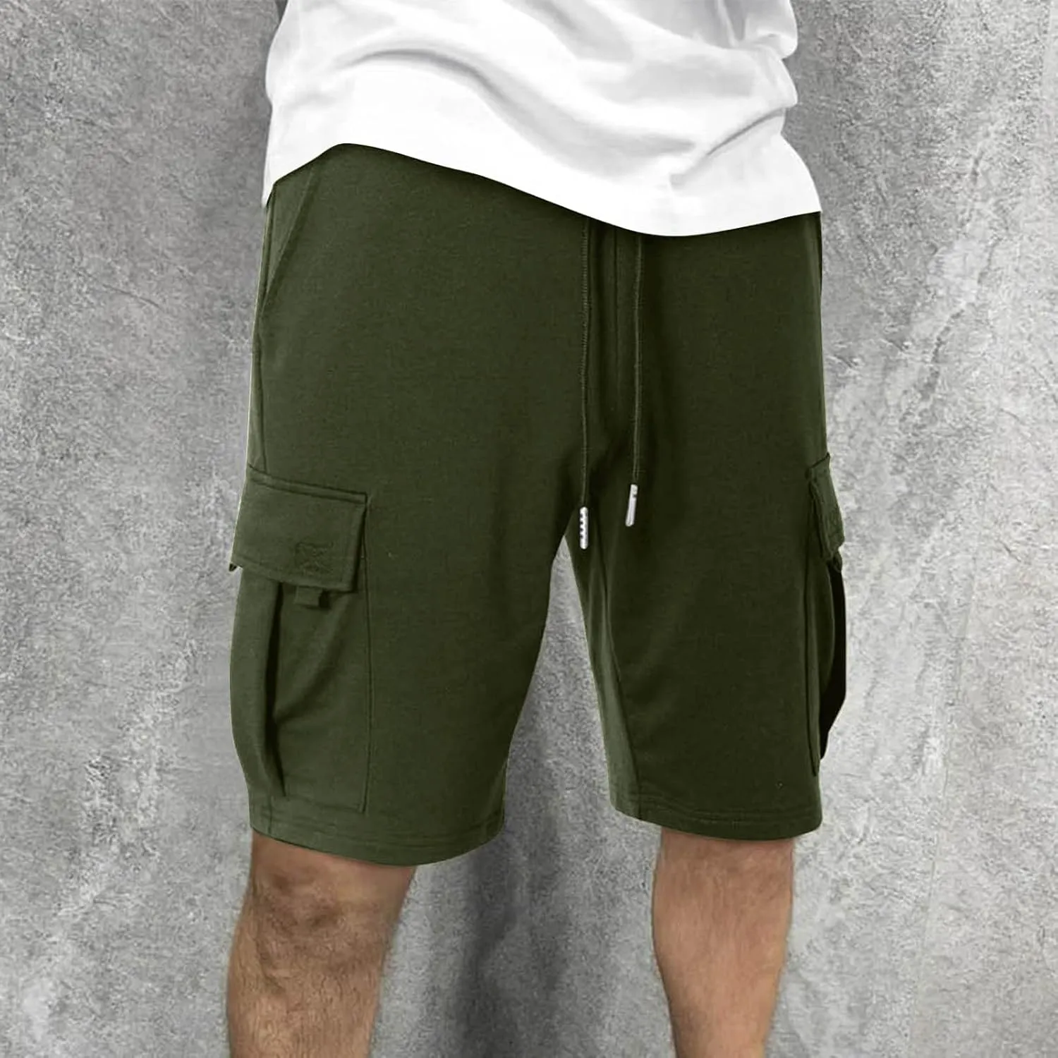 Cargo Shorts for Men Athletic Shorts Stylish Multic-Pockets Shorts Man Basketball Summer Casual Drawstring Shorts Relaxed Fit