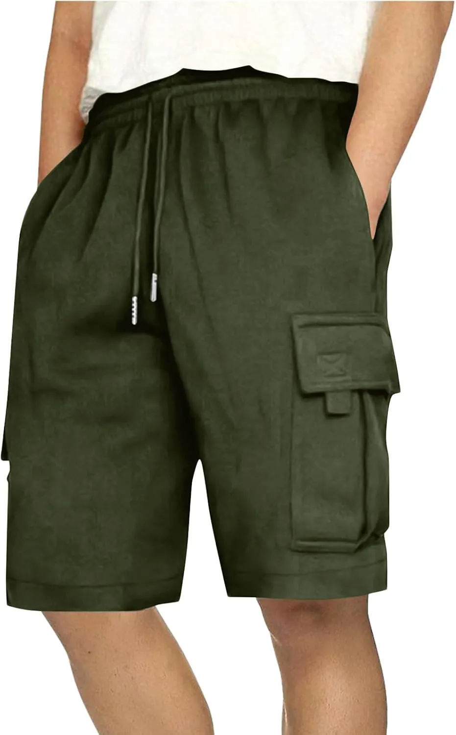 Cargo Shorts for Men Athletic Shorts Stylish Multic-Pockets Shorts Man Basketball Summer Casual Drawstring Shorts Relaxed Fit