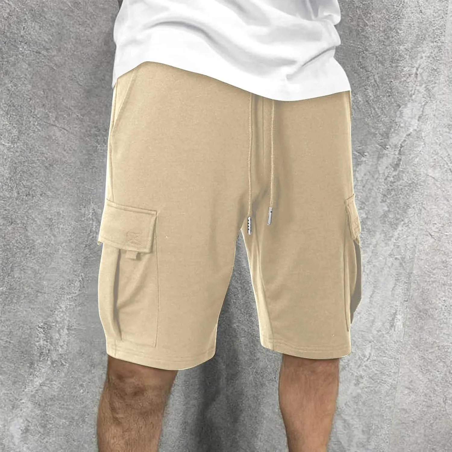 Cargo Shorts for Men Athletic Shorts Stylish Multic-Pockets Shorts Man Basketball Summer Casual Drawstring Shorts Relaxed Fit