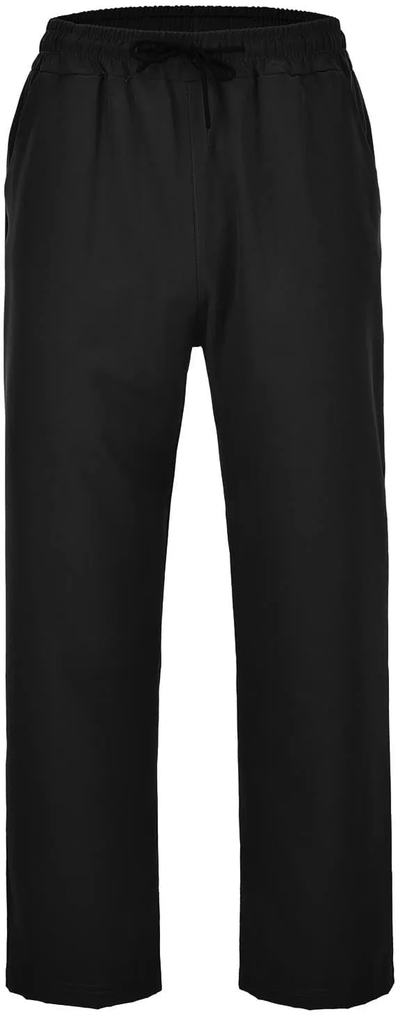 Casual Pants for Men Solid Drawstring Loose Fit Lightweight Straight Leg Pants Summer Comfort Workout Trousers