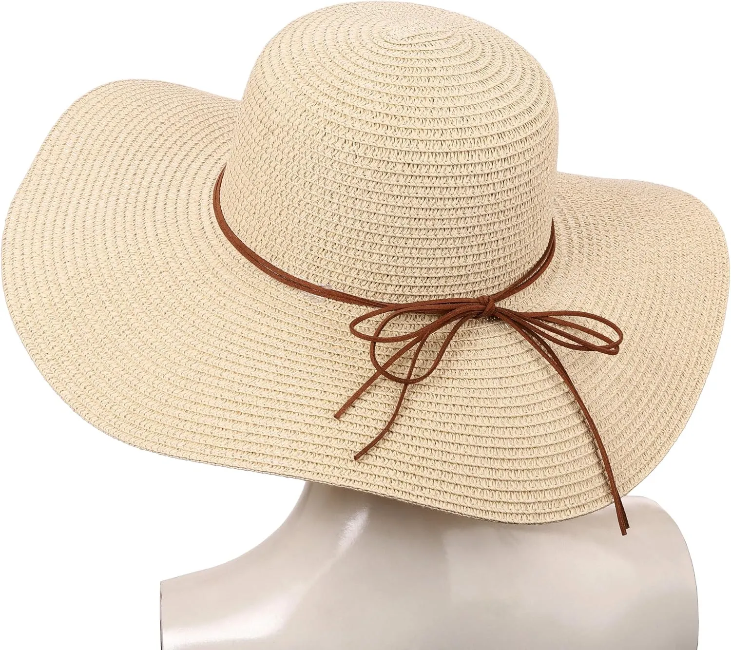 CHIC DIARY Womens Wide Brim Straw Hat Floppy Derby Hat Large Brim Beach Straw Sun Cap UPF 50 