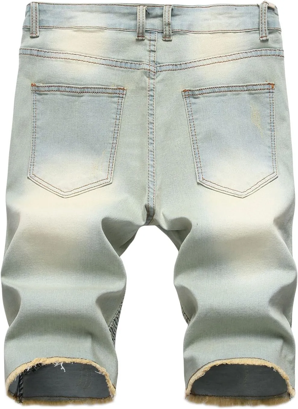 chouyatou Men's Summer Cool Stylish Wrinkle Performance Moto Ripped Denim Shorts