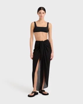 Cremona Tie Front Sarong - Black