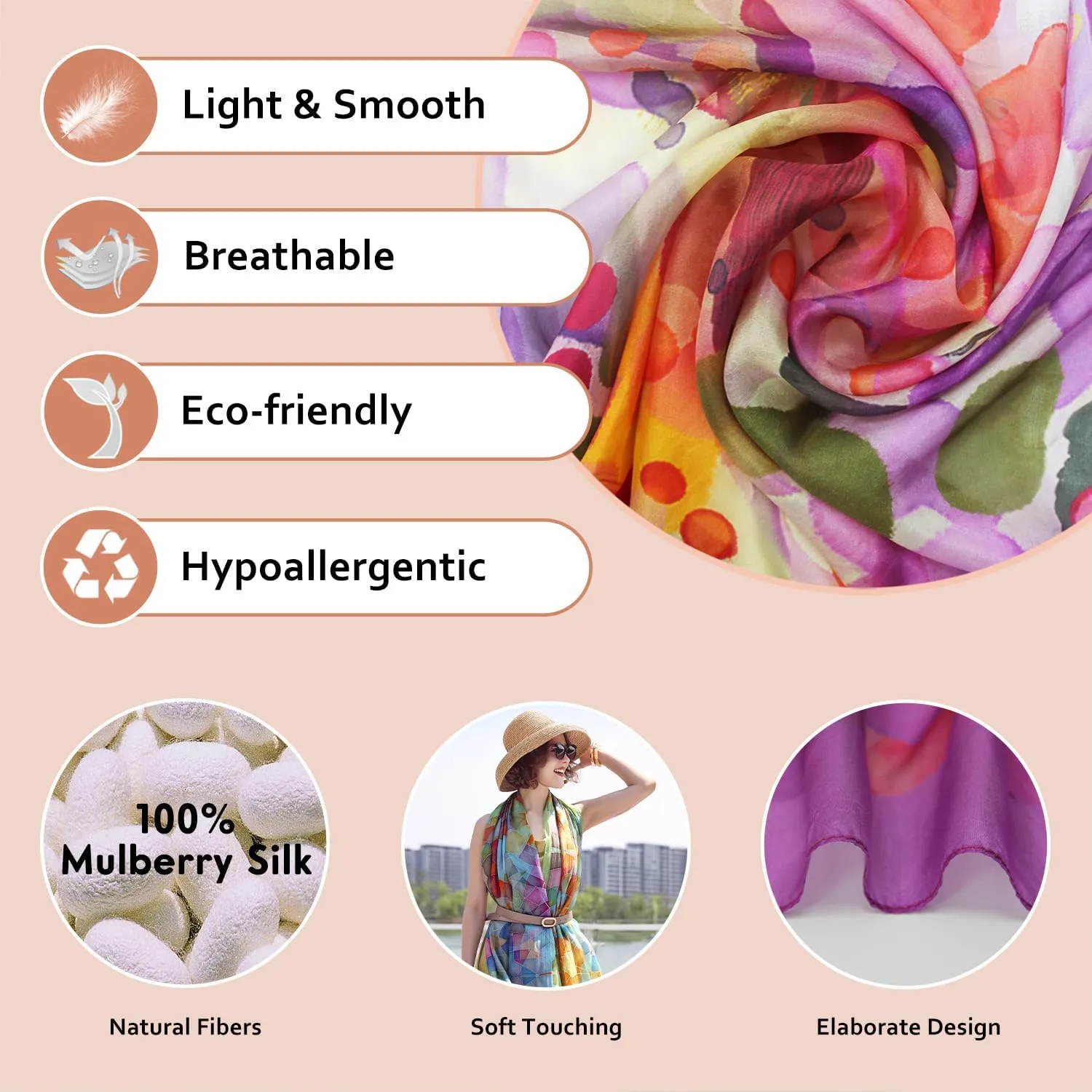 DANA XU Women's 100% Mulberry Satin Silk Pashmina Shawl Wraps Extra Large Floral Scarf for Evening Dresses, Soft Oversized