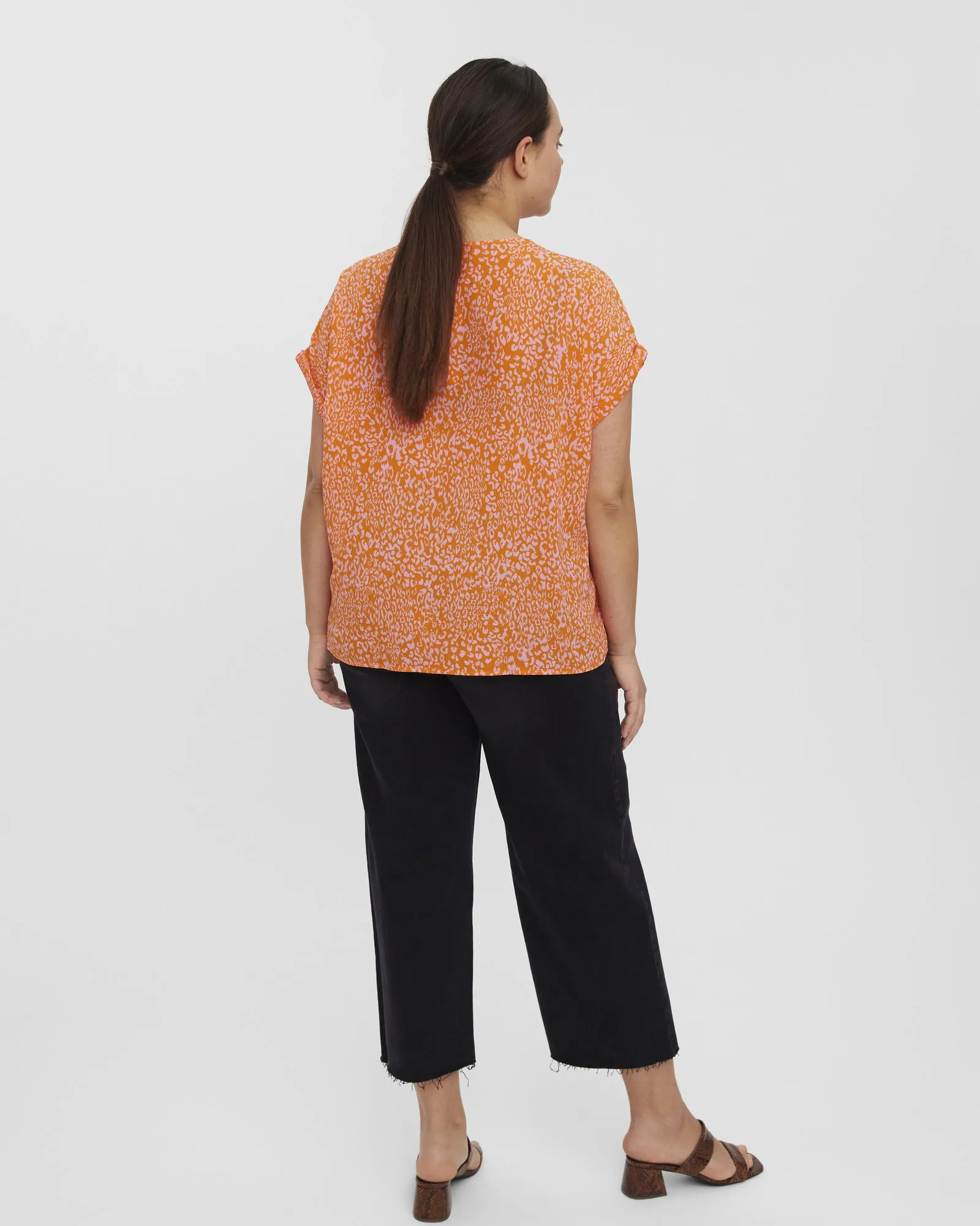 Delilah Dolman-Sleeve Printed Top | Orange / Pink