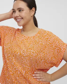 Delilah Dolman-Sleeve Printed Top | Orange / Pink