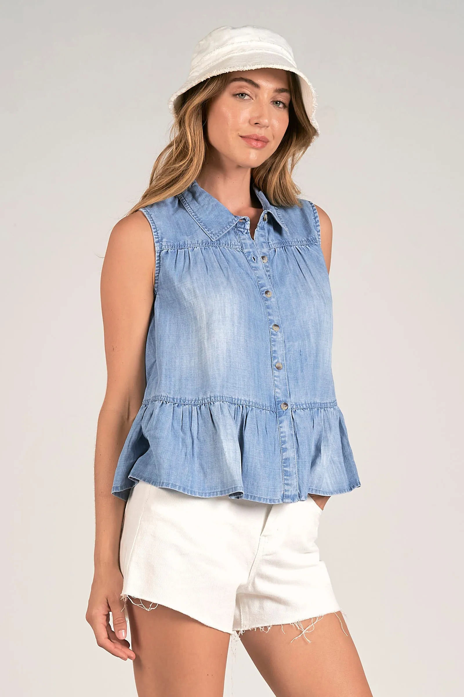 Denim Peplum Tank