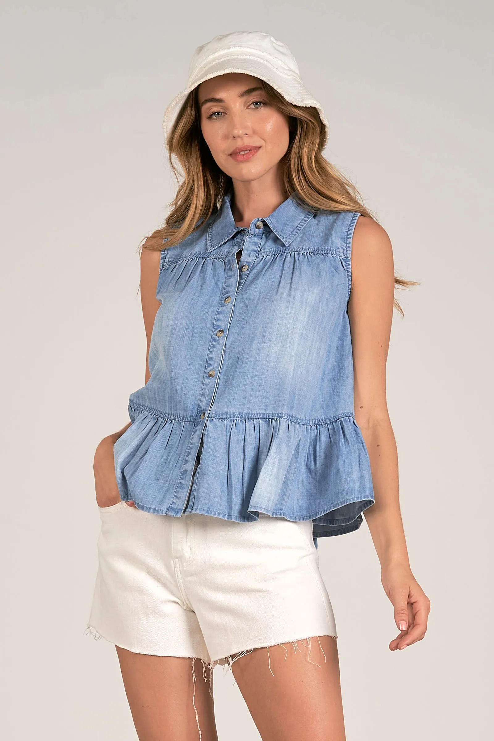 Denim Peplum Tank
