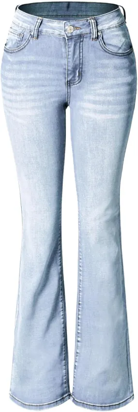Design by Olivia Women's Sexy Stylish Flare Bell Bottom Slim Bootcut Jean