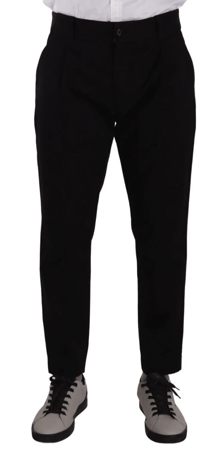 Dolce & Gabbana Elegant Tapered Black Cotton Chinos