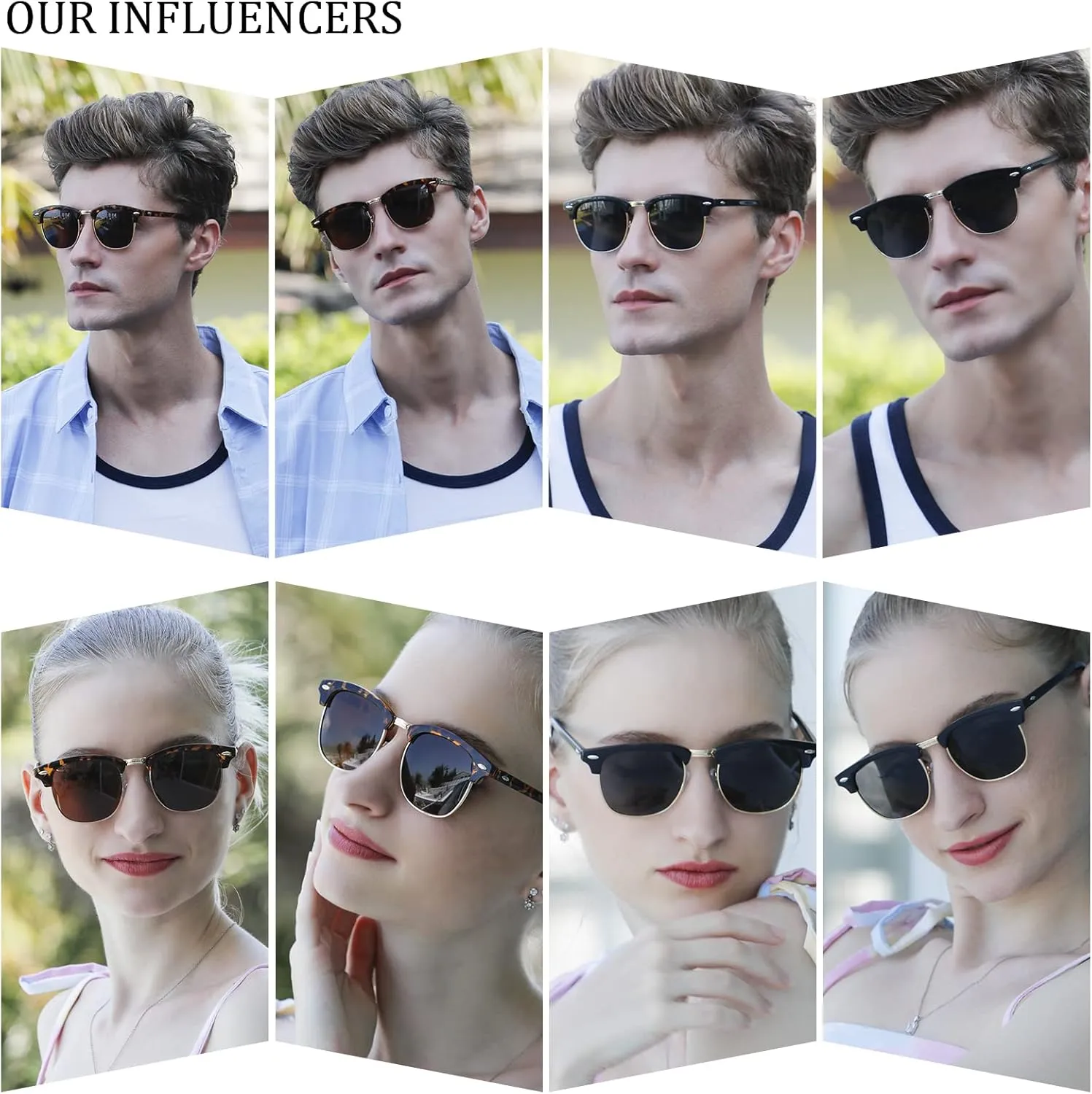 Dollger Polarized Browline Sunglasses Classic Semi-Rimless Frame Retro Brand Sunglasses for Men and Women UV 400