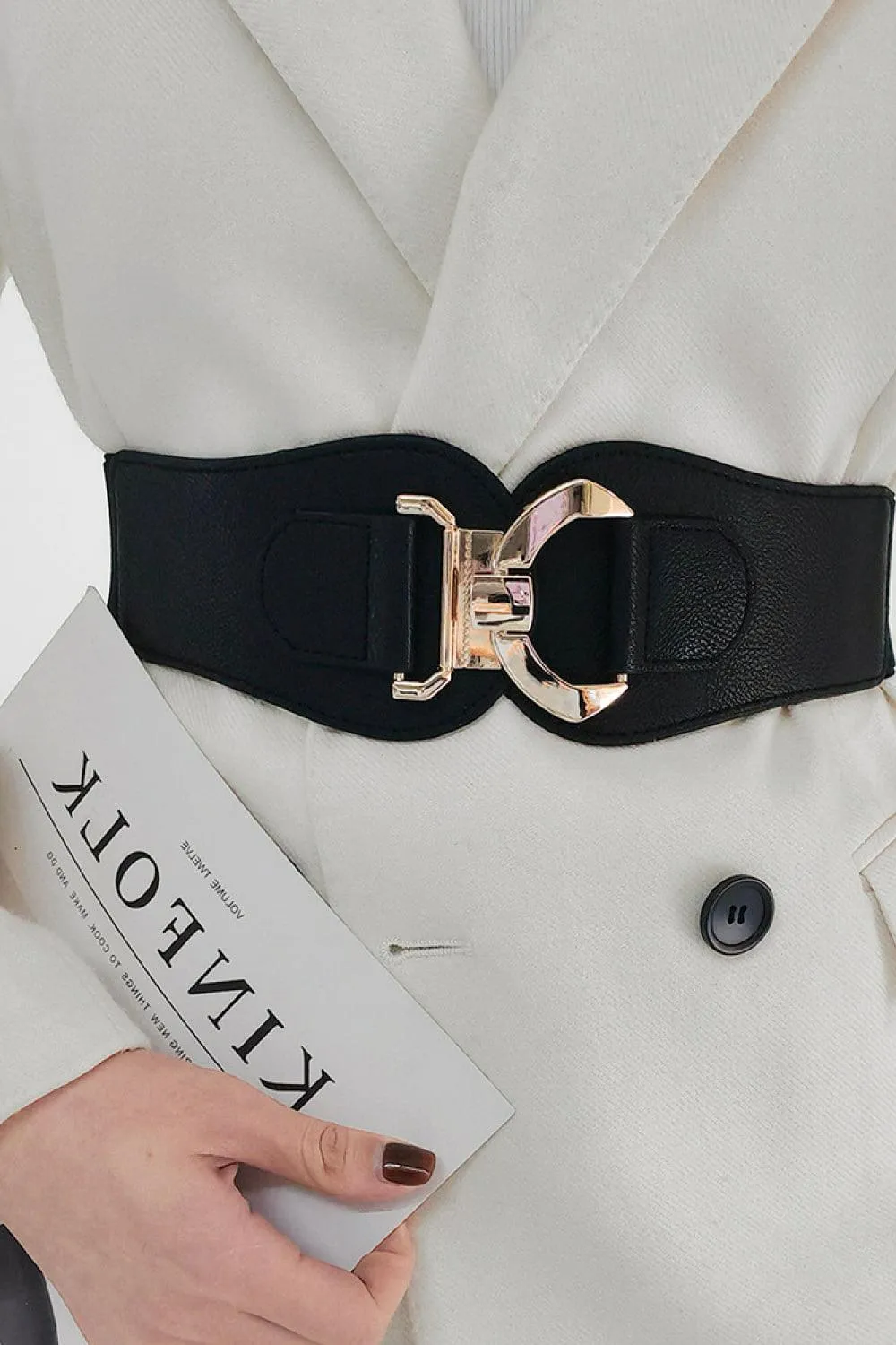 Elegant Alloy Closure Elastic Waist Belt for Stylish Comfort