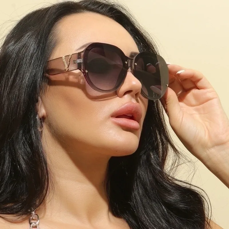 Elegant Retro Geometric Pc Oval Frame Full Frame Women's Sunglasses