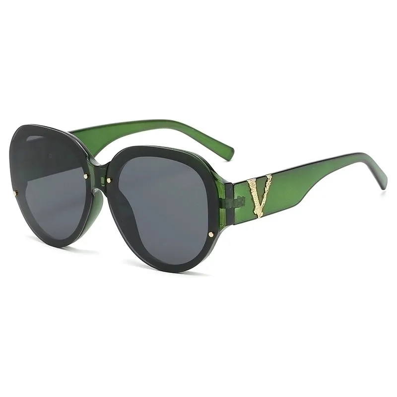 Elegant Retro Geometric Pc Oval Frame Full Frame Women's Sunglasses