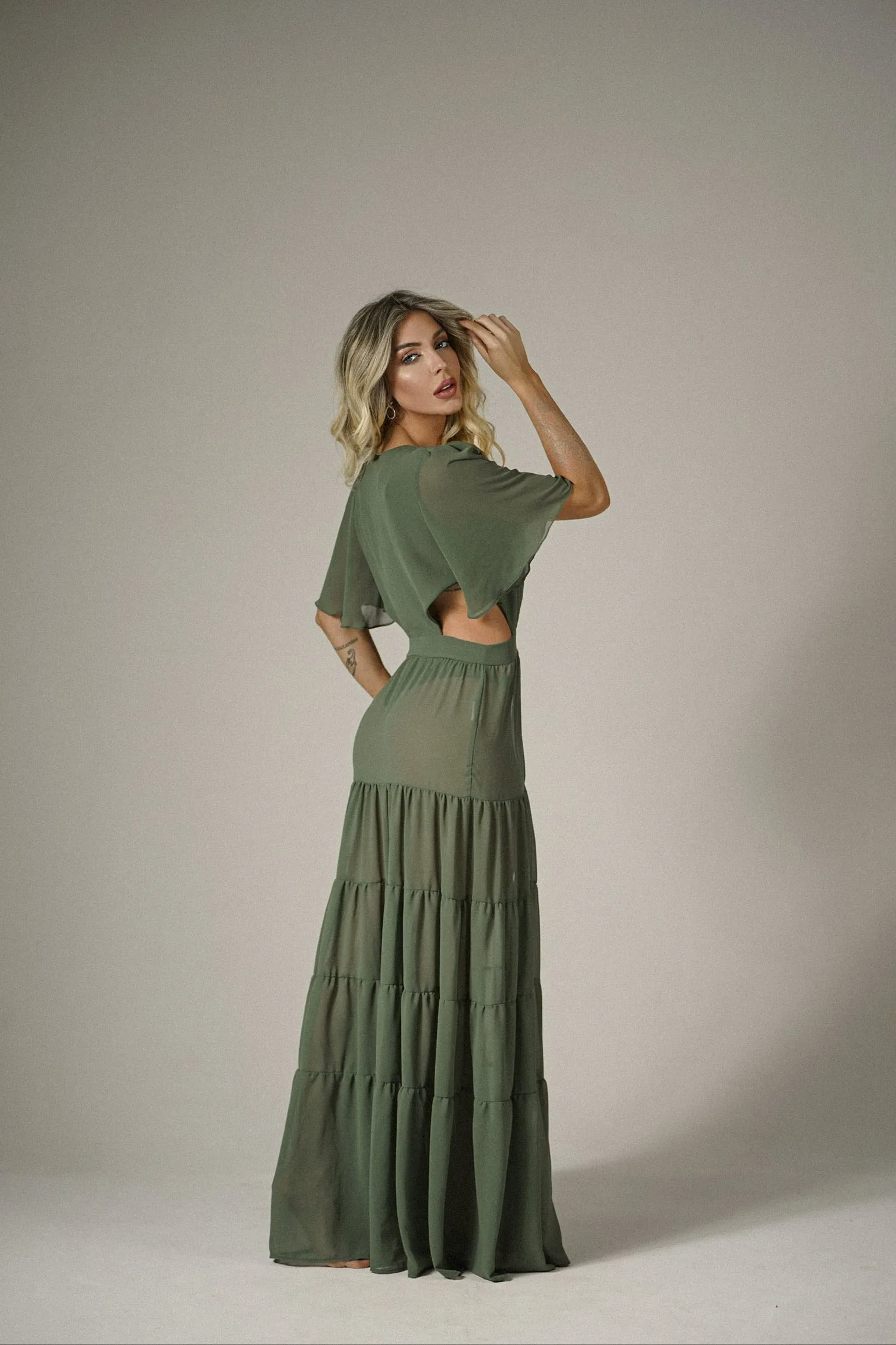 Elegant wide-sleeved coverup for woman