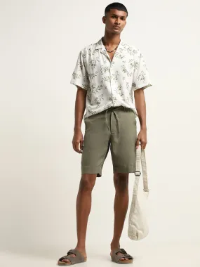 ETA Olive Cotton Blend Relaxed Fit Shorts