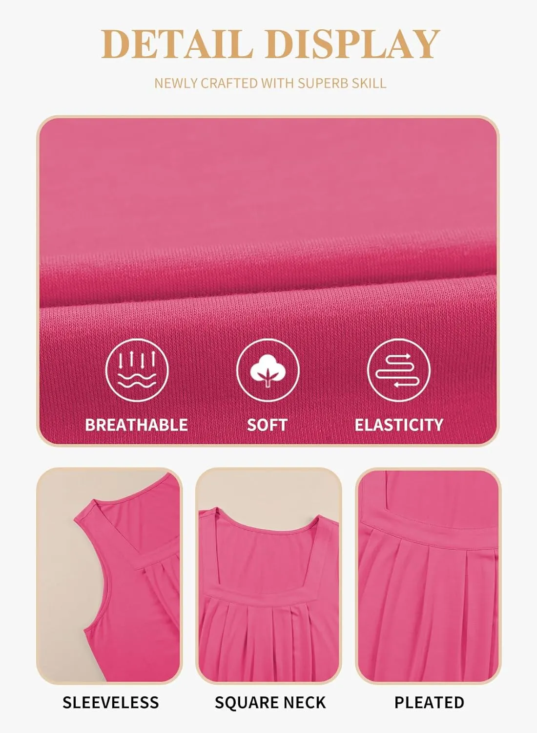 Eytino Women Plus Size Tank Tops Summer Casual Square Neck Sleeveless Blouse Shirts(1X-5X)