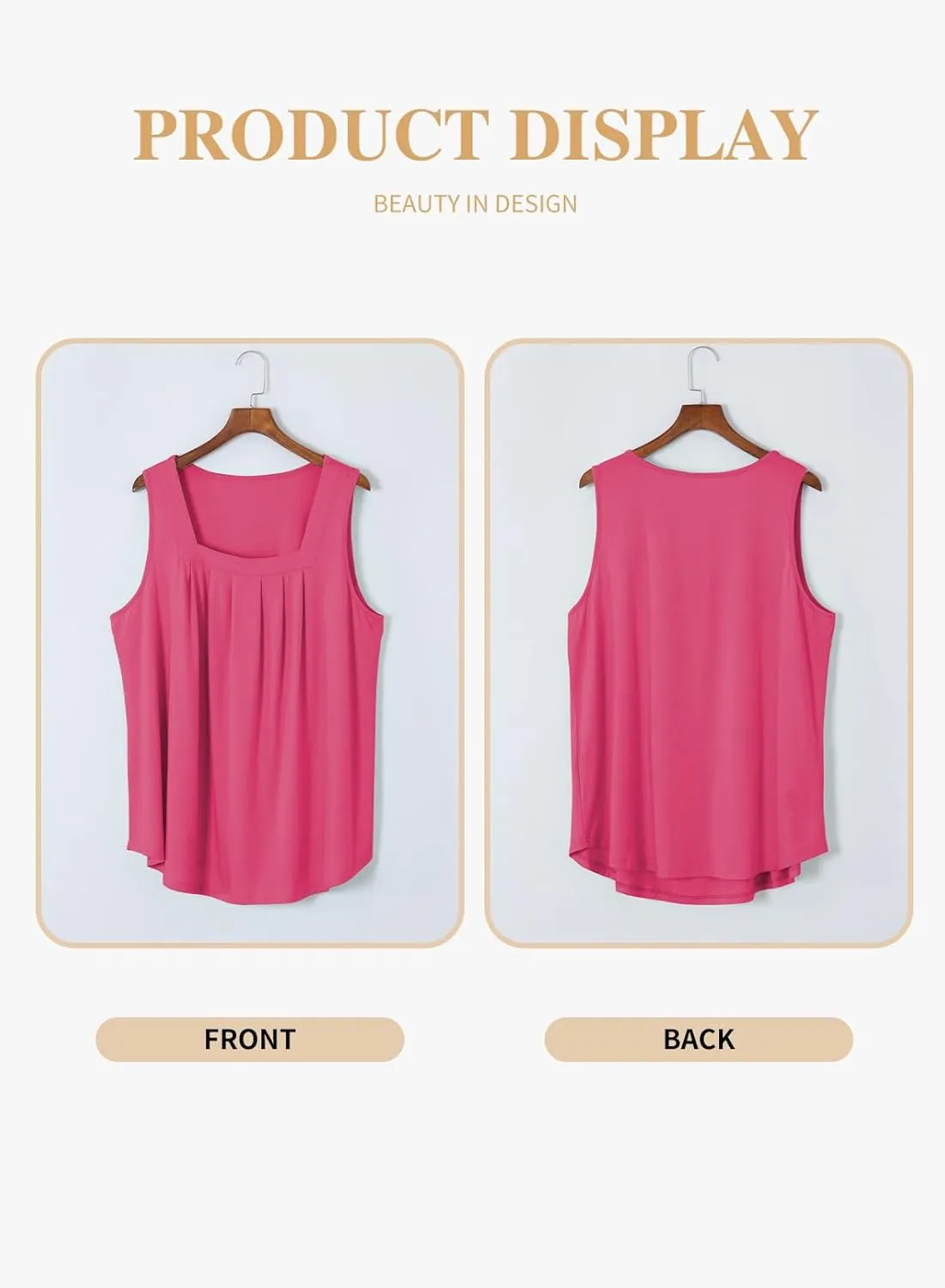Eytino Women Plus Size Tank Tops Summer Casual Square Neck Sleeveless Blouse Shirts(1X-5X)