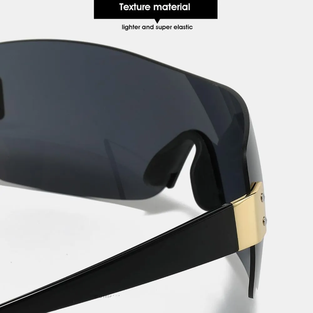 Fashion Trendy Women Sunglasses Frameless High End Luxury Cycling Shades One-Piece Personalized Sun Glasses UV400