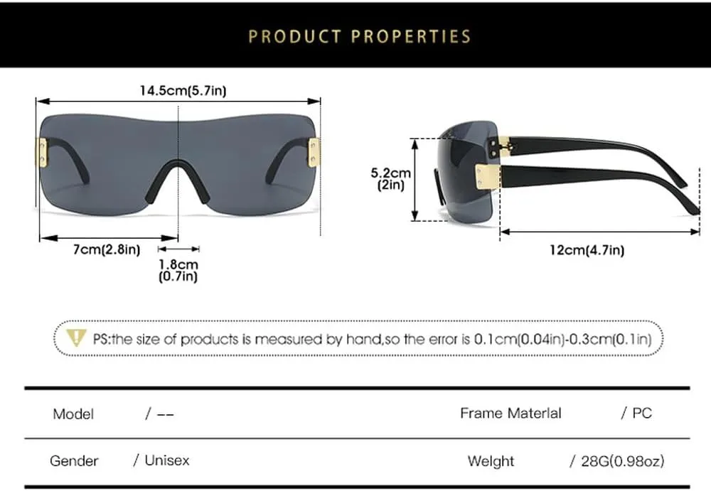 Fashion Trendy Women Sunglasses Frameless High End Luxury Cycling Shades One-Piece Personalized Sun Glasses UV400