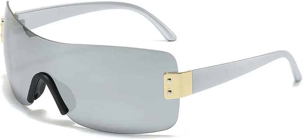 Fashion Trendy Women Sunglasses Frameless High End Luxury Cycling Shades One-Piece Personalized Sun Glasses UV400