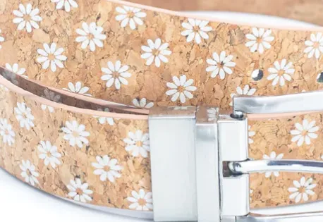 Floral Print Cork Women's Belt with Adjustable Buckle-Width L-898