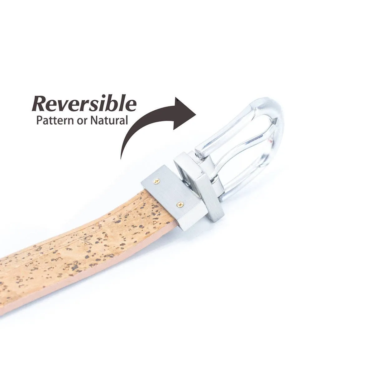 Floral Print Cork Women's Belt with Adjustable Buckle-Width L-898