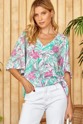 FLOWY HALF SLEEVE BLOUSE | TROPICAL MULTI