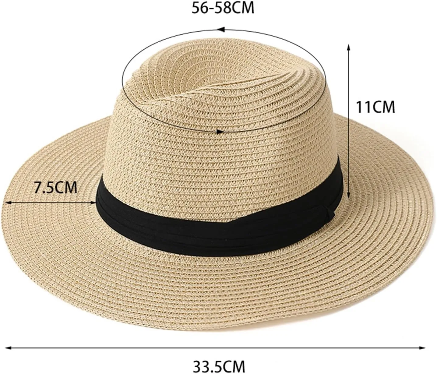 Foldable Sun-blocking Hat Wide Brim Sun Beach Straw Solid Color