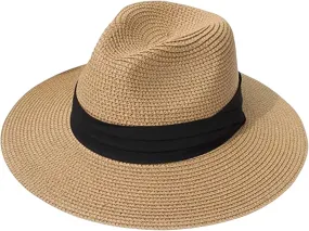 Foldable Sun-blocking Hat Wide Brim Sun Beach Straw Solid Color