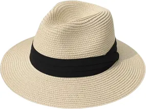 Foldable Sun-blocking Hat Wide Brim Sun Beach Straw Solid Color