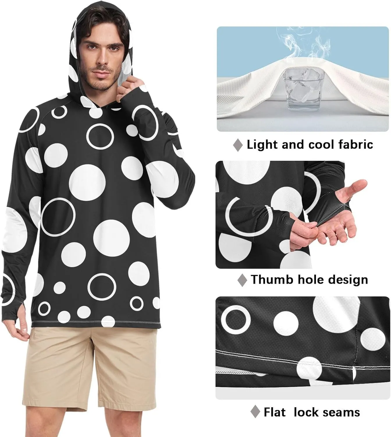 GAIGEO Light Sun Hoodie Mens, Breathable Mens Summer Long Sleeve Shirts, Red Purple Gradient S