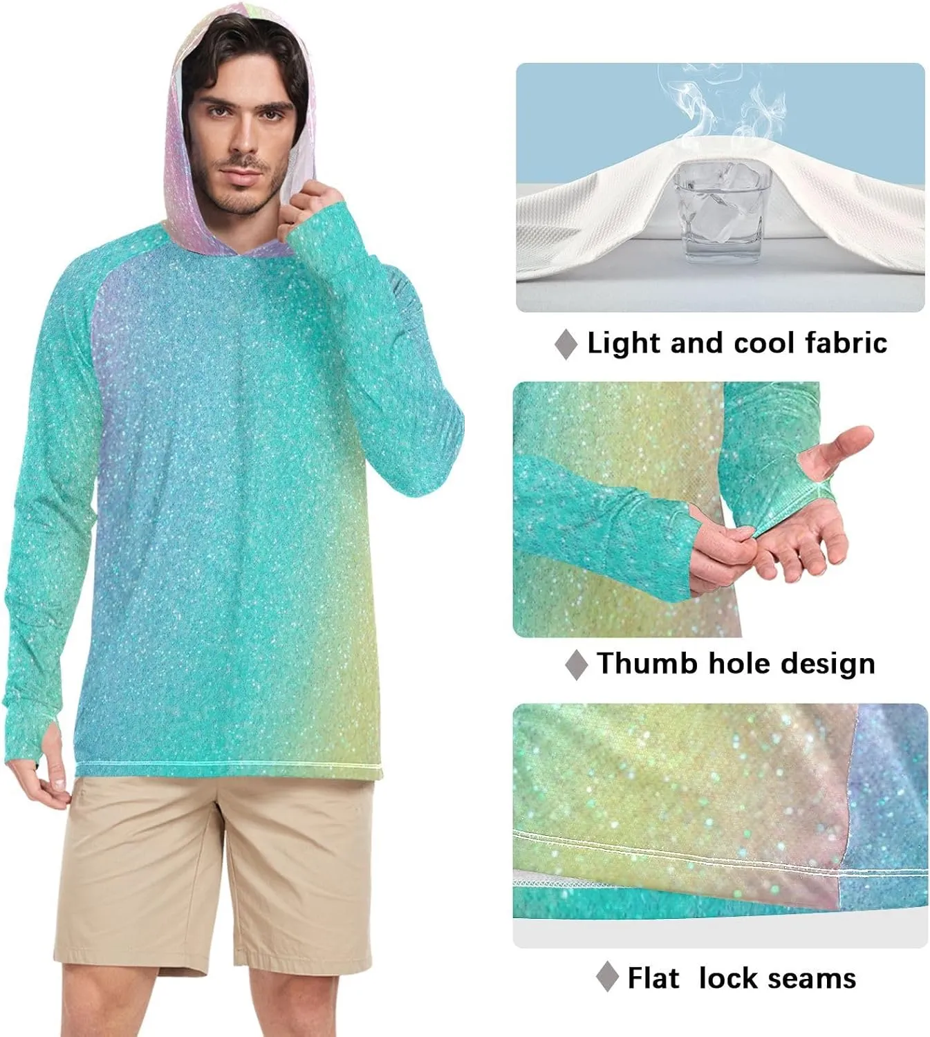 GAIGEO Light UPF Shirt Men, Breathable Summer Long Sleeve Shirts for Men, Moisture Wicking Beach Shirts, Coral S