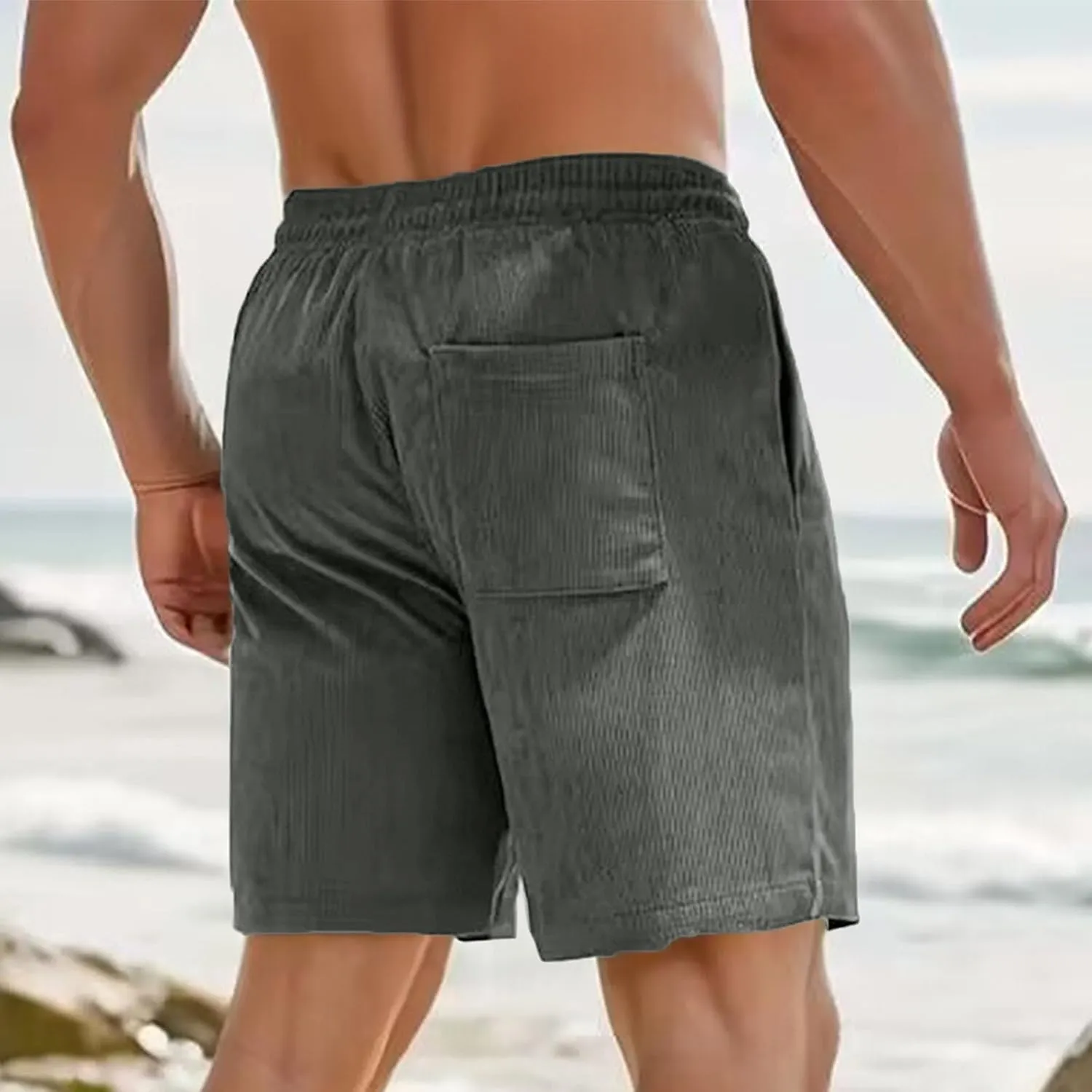 generic Mens Shorts Fashion Spring Fall Corduroy Shorts Boys Casual Relaxed Fit Loungewear Fitness Gym Shorts Elastic Waist