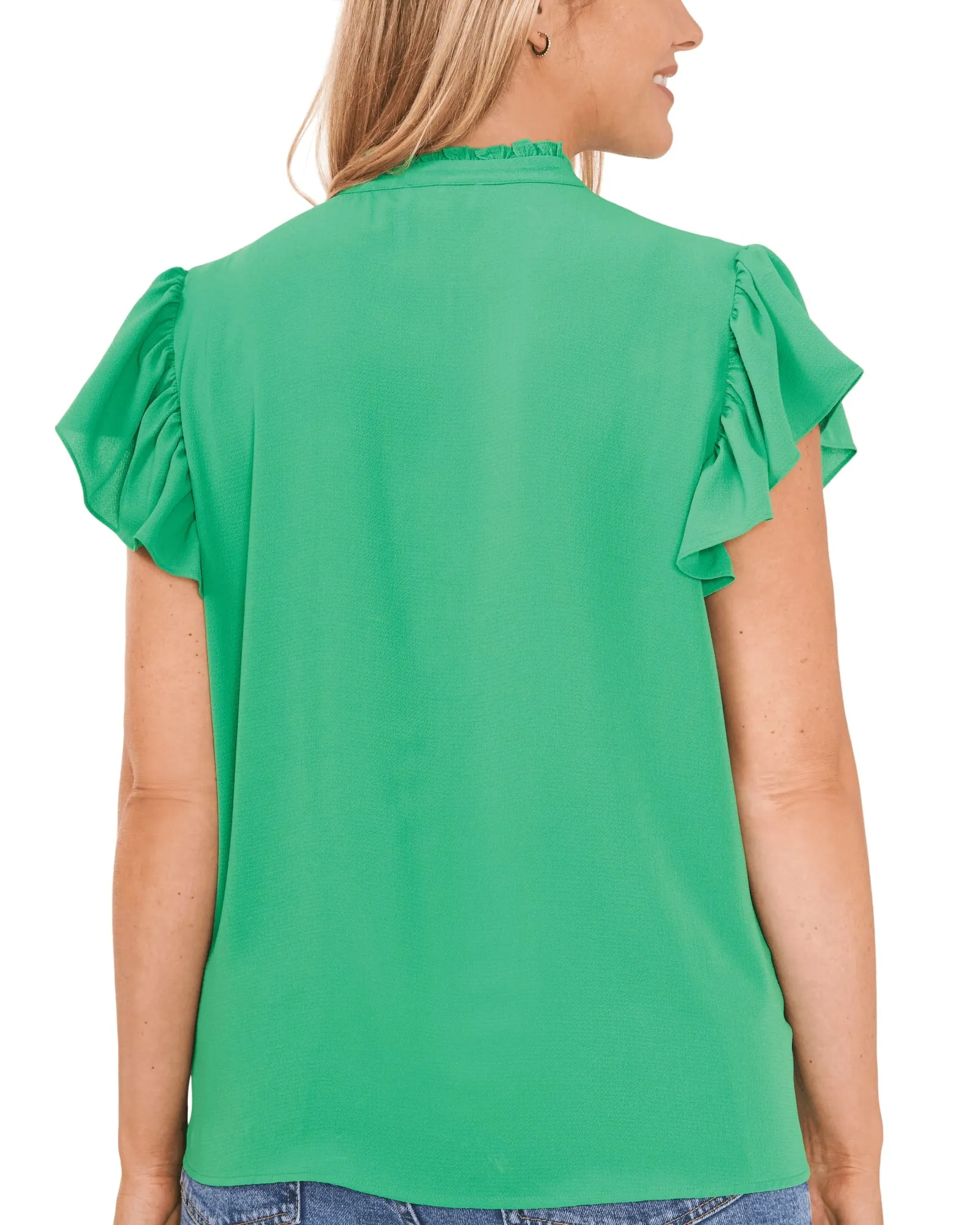Gia Flutter Sleeve Top | VIVID GREEN